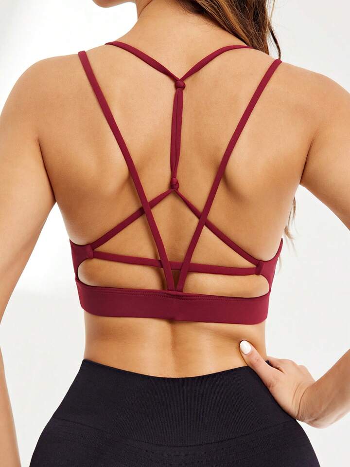 A & S Sport Studio Wire-Free Cross Back Strappy Short Comfortable Shockproof Sports Bra