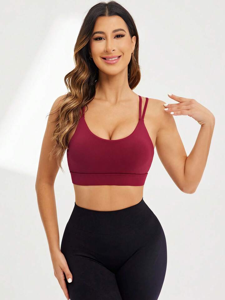 A & S Sport Studio Wire-Free Cross Back Strappy Short Comfortable Shockproof Sports Bra