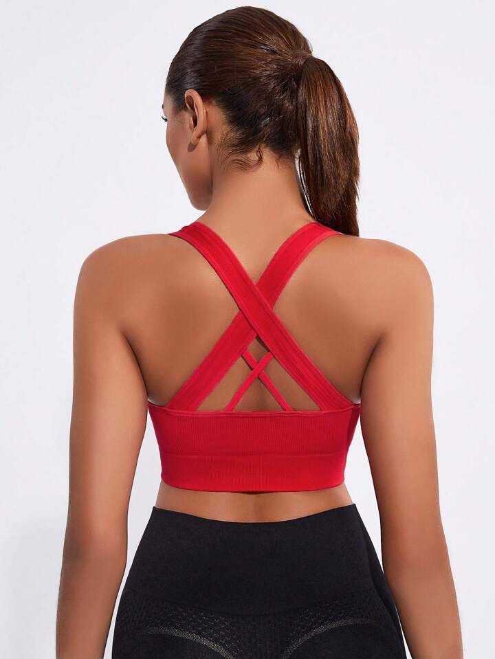 A & S Solid Color Back-Crossed Simple And Comfortable Sports Bra
