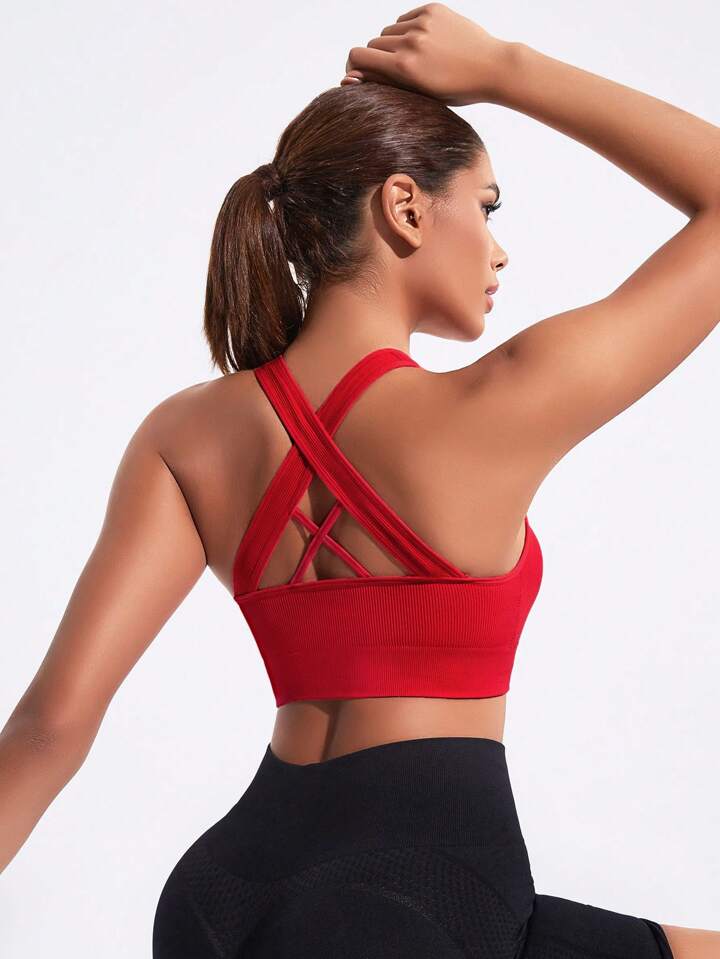 A & S Solid Color Back-Crossed Simple And Comfortable Sports Bra