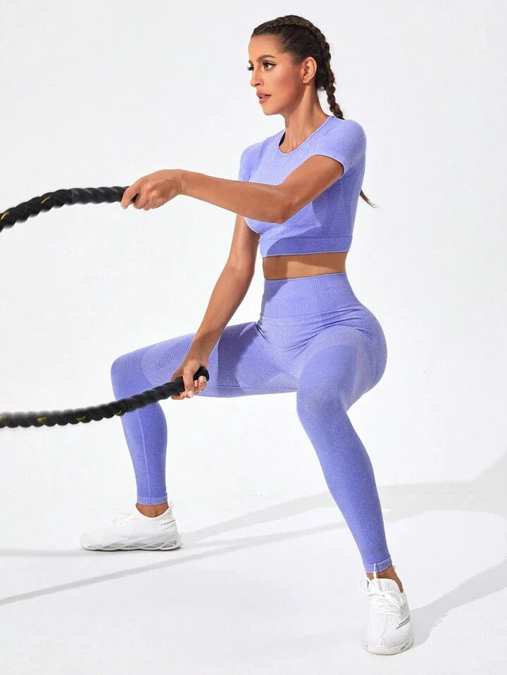 A & S Solid Sports Tee & Leggings Set