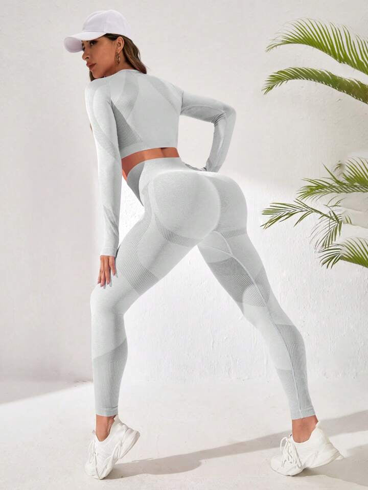 A & S Seamless High Stretch Scoop Neck Sports Set Workout Set