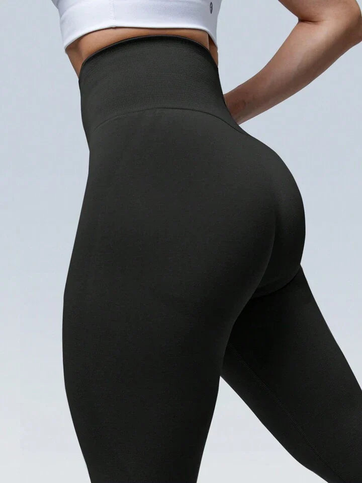 A & S Solid Color High Waist Wrapped Sports Leggings