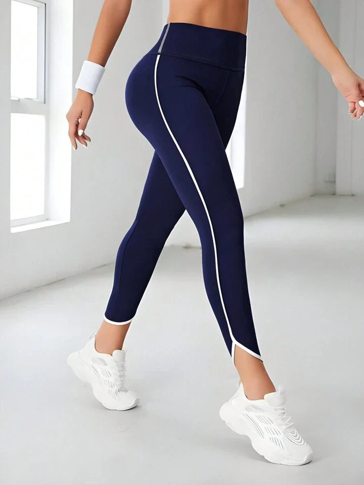 A & S Navy Blue Women's Workout Leggings For Running, Yoga & Fitness