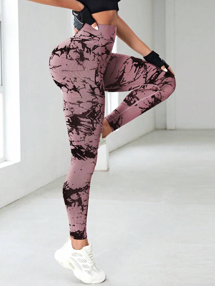 Tie Dye Wideband Waist Sports Leggings
