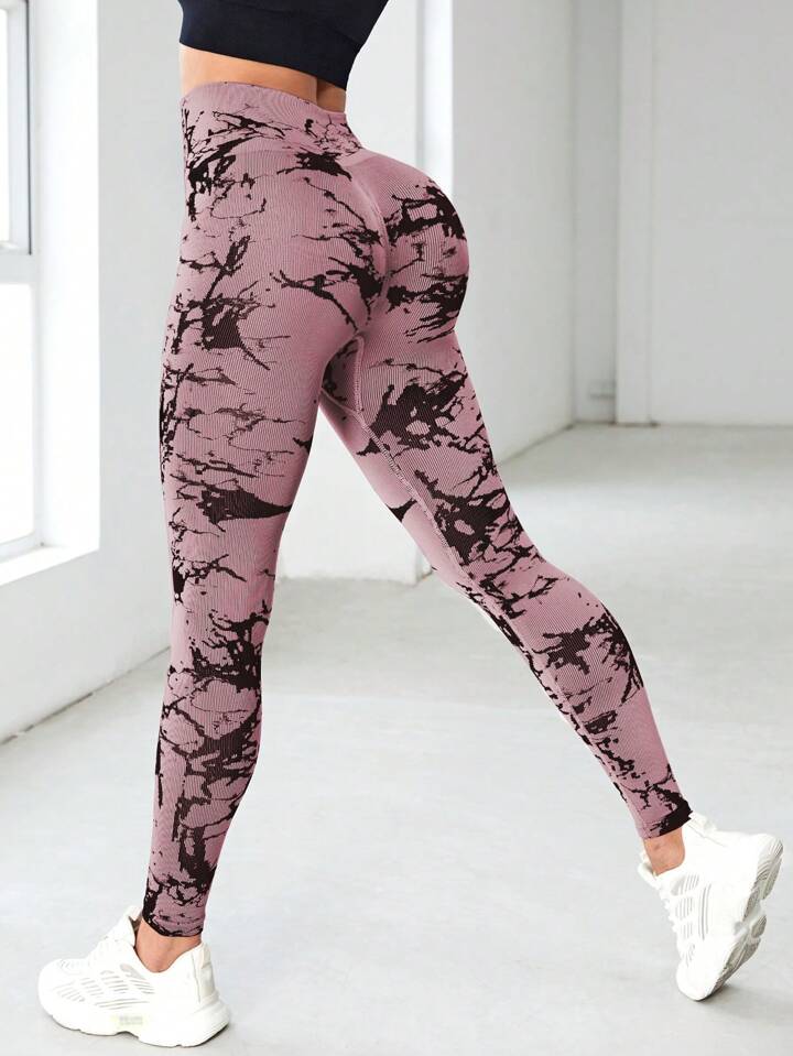 Tie Dye Wideband Waist Sports Leggings