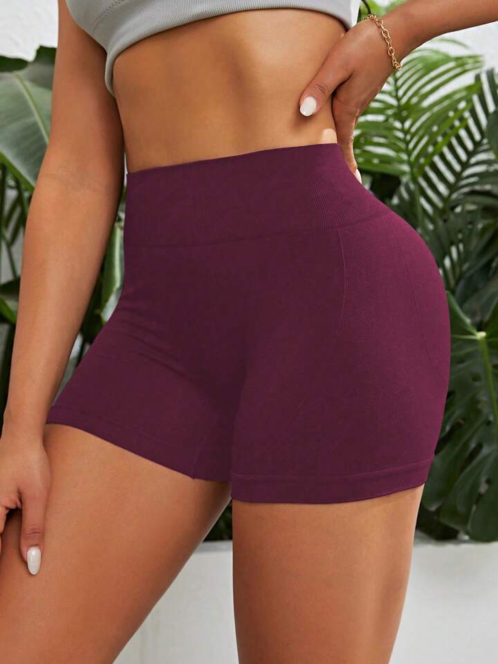 A & S Letter Graphic Wideband Waist Sports Shorts Legging Shorts