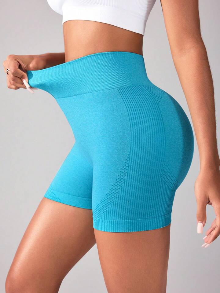 A & S Women's Seamless High Waist Solid Color Sports Shorts