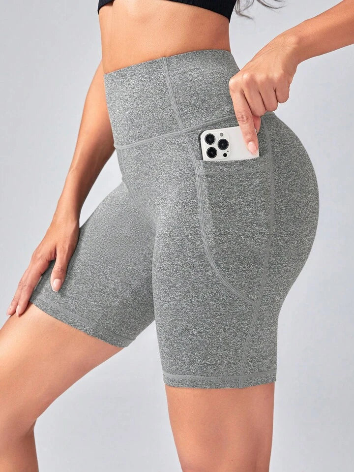 A & S Yoga Basic Women Solid Color Casual Sports Shorts With Pockets