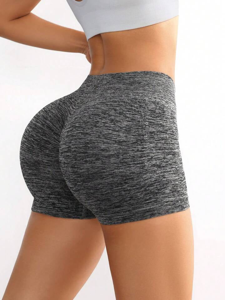 A & S Women's Simple Solid Color Seamless Compression Running Shorts Booty Shorts