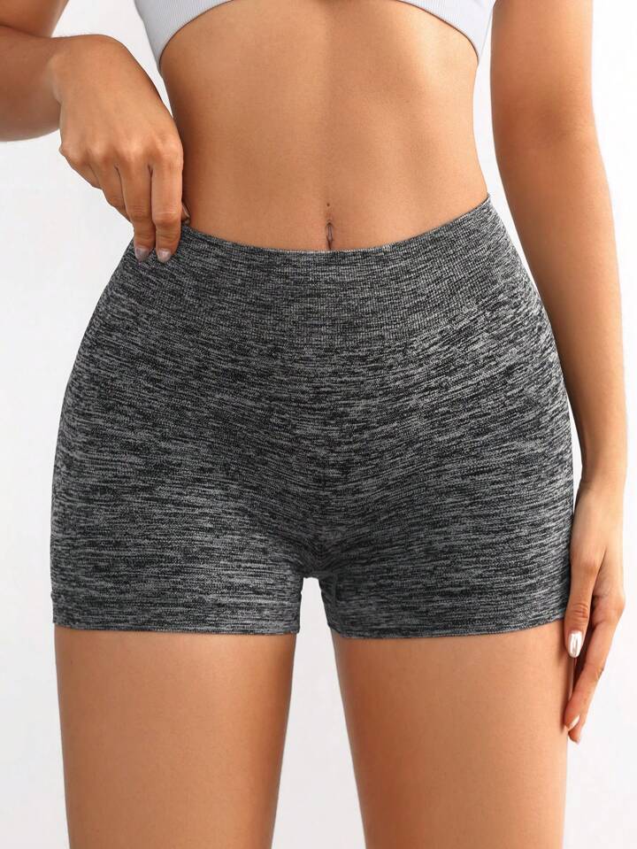 A & S Women's Simple Solid Color Seamless Compression Running Shorts Booty Shorts