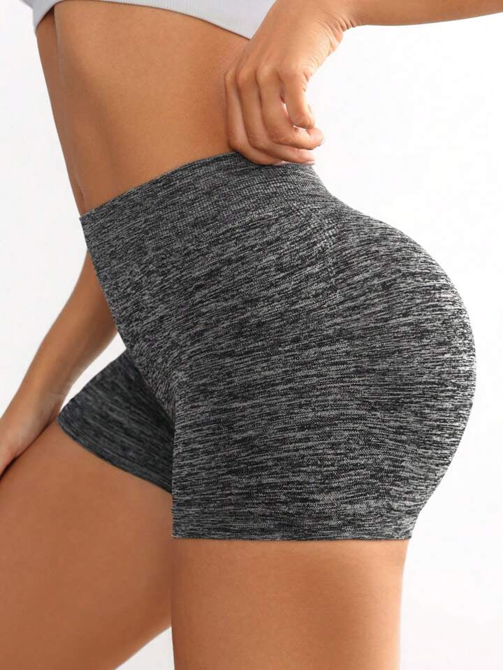 A & S Women's Simple Solid Color Seamless Compression Running Shorts Booty Shorts