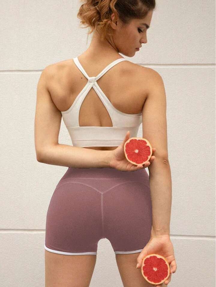 A & S Sports Shorts High Waist With Built-In Briefs Yoga, Gym, & Cycling