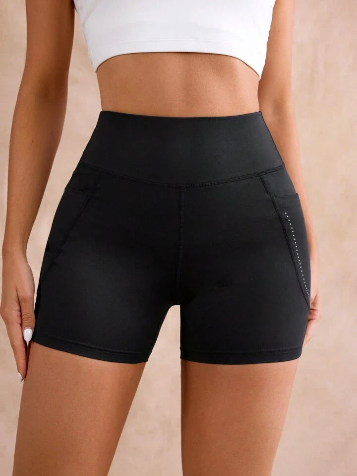 A & S Polka Dot Printed Sports Shorts With Side Pockets, High Waist And Slim Fit