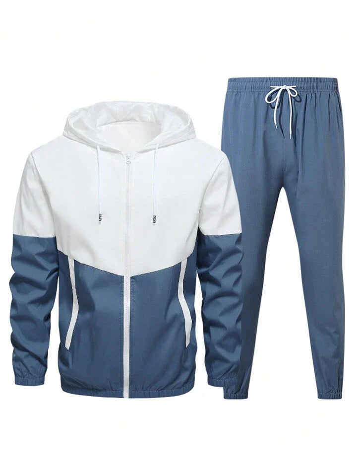 Men's Windproof And Breathable Sports Hooded Jacket And Pants Set