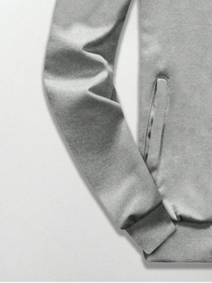 Men Autumn/Winter Stand Collar Letter Print Jacket And Long Pants Sportswear Set