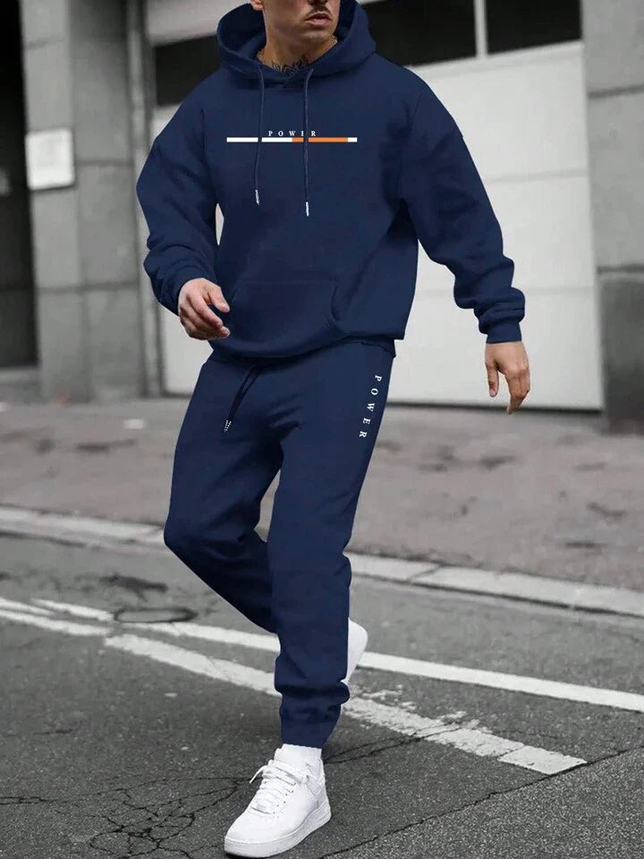 Men Spring And Autumn Casual Casual Hooded Sweatshirt Set Slim-Fit Sport Pants