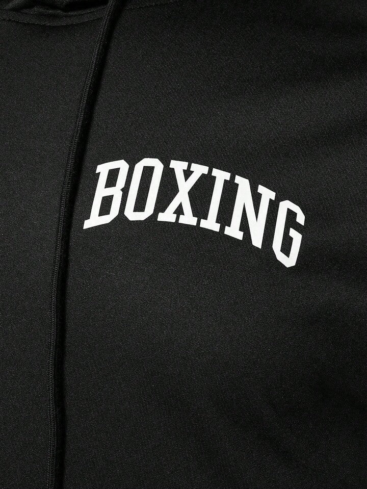 A & S Men Shorts Set Men's Sleeveless Hooded Boxing Sportswear Set