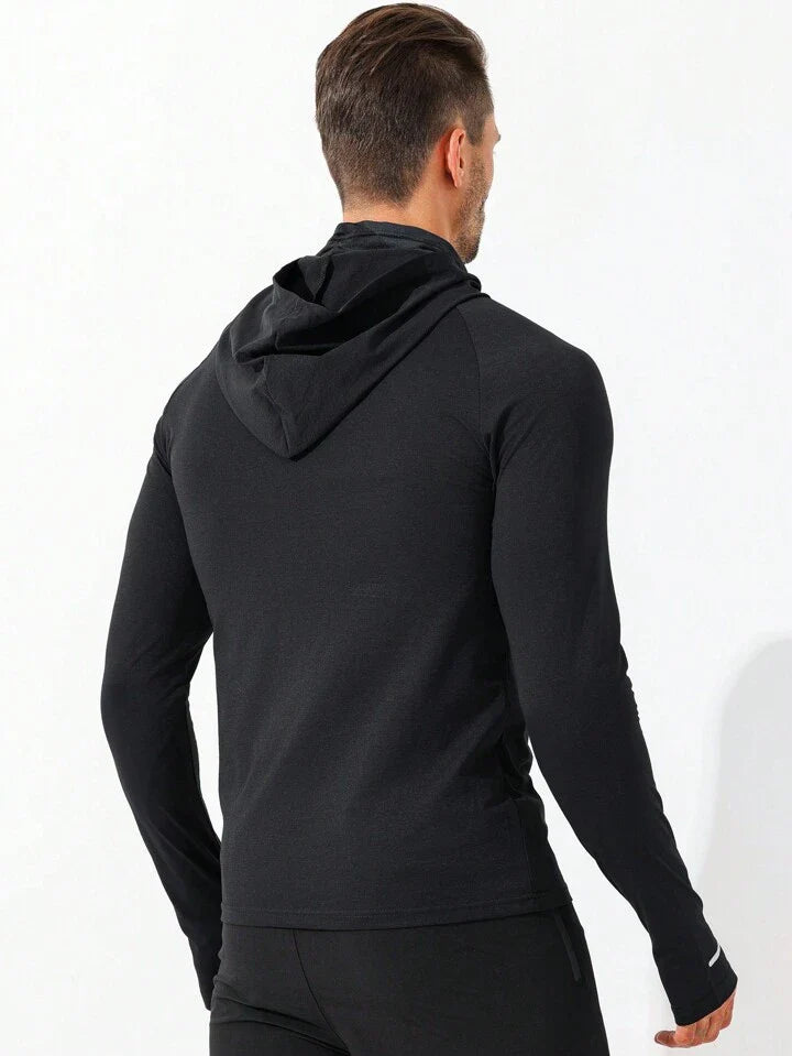 Men's Slim Fit Hooded Reflective Stripe Color Block Sports Sweatshirt