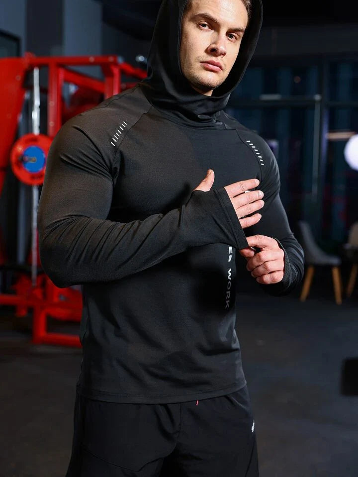 Men's Slogan Graphic Raglan Sleeve Sports Hoodie