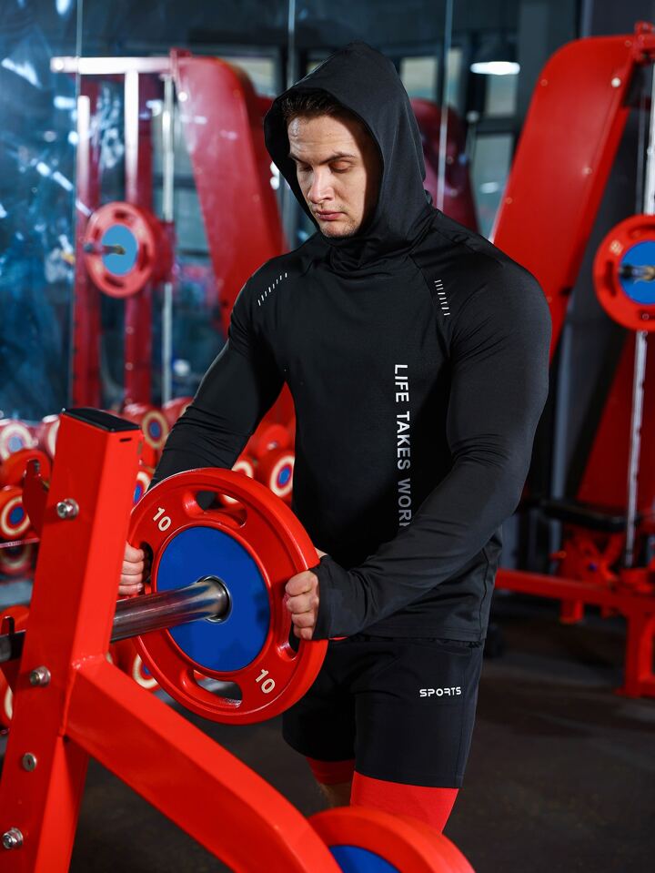 Men's Slogan Graphic Raglan Sleeve Sports Hoodie