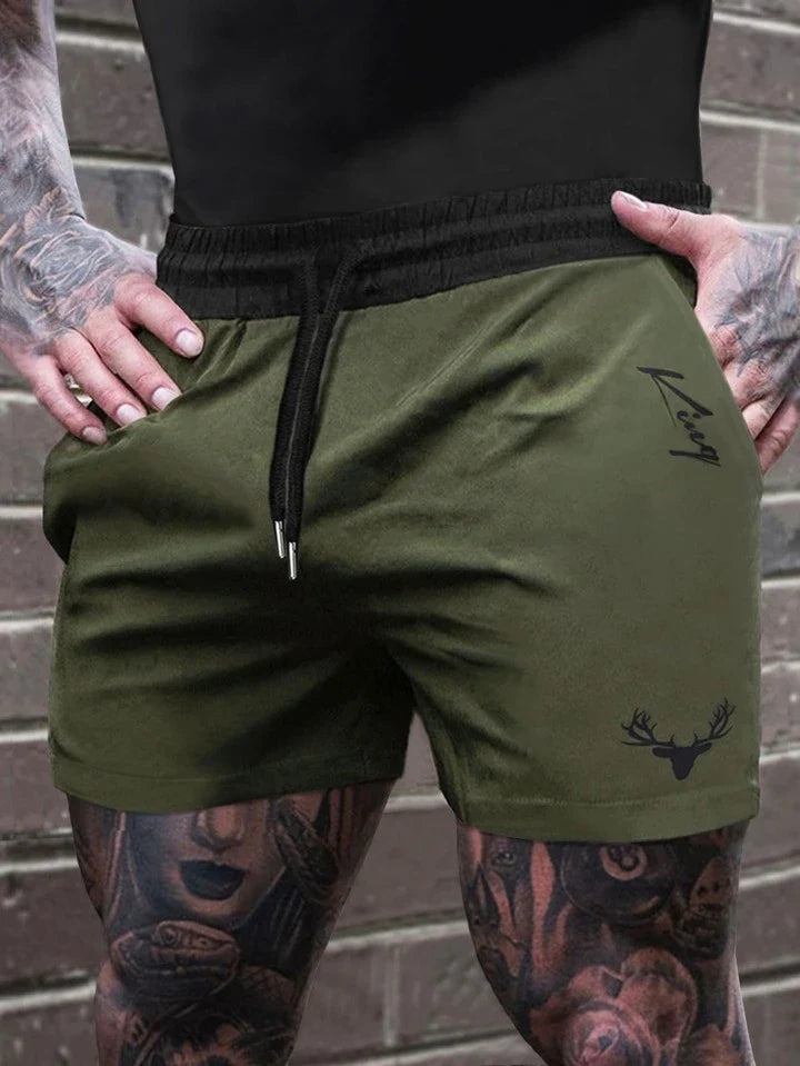 Homme Loose Fit Men's Letter Graphic Drawstring Waist Jogger Shorts