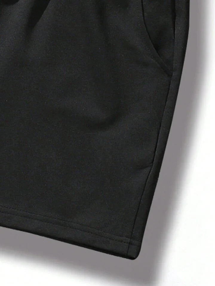 Homme Men Skull Print Drawstring Waist Shorts