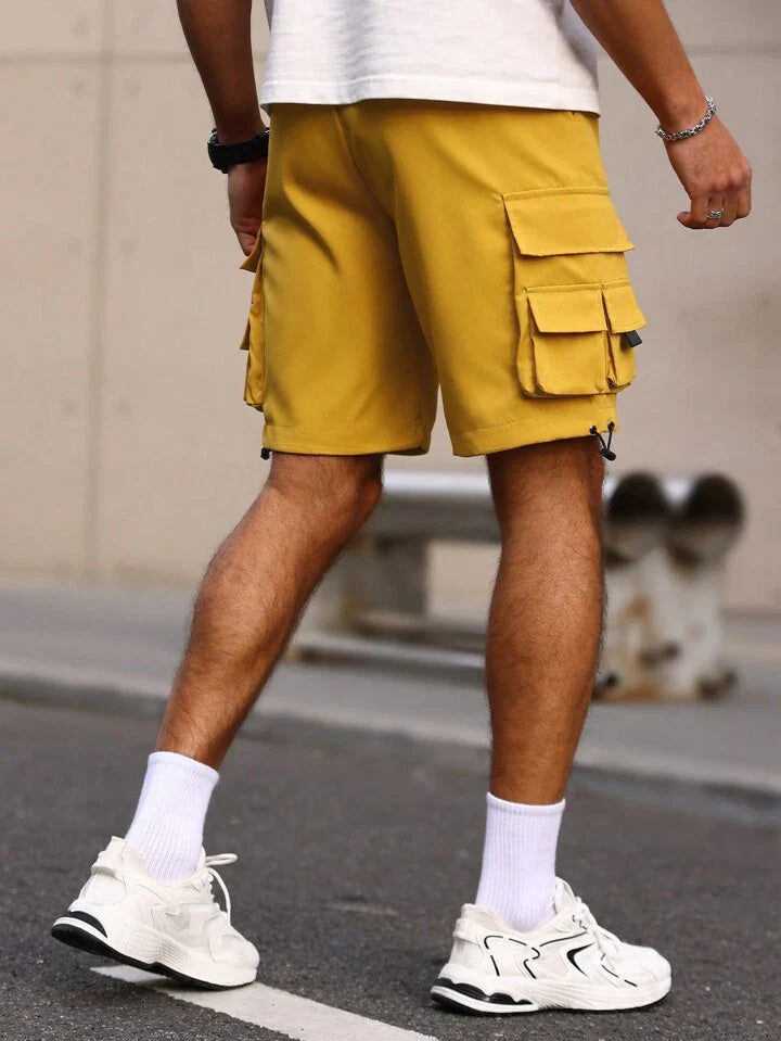 Homme Men's Elastic Waist Drawstring Pocket Shorts