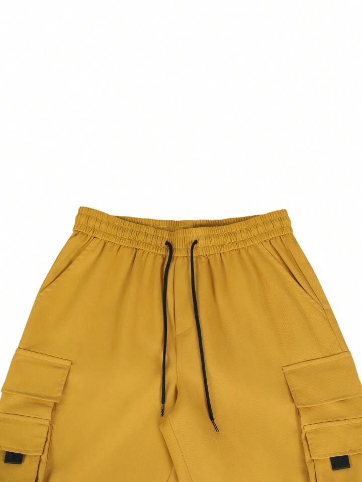 Homme Men's Elastic Waist Drawstring Pocket Shorts