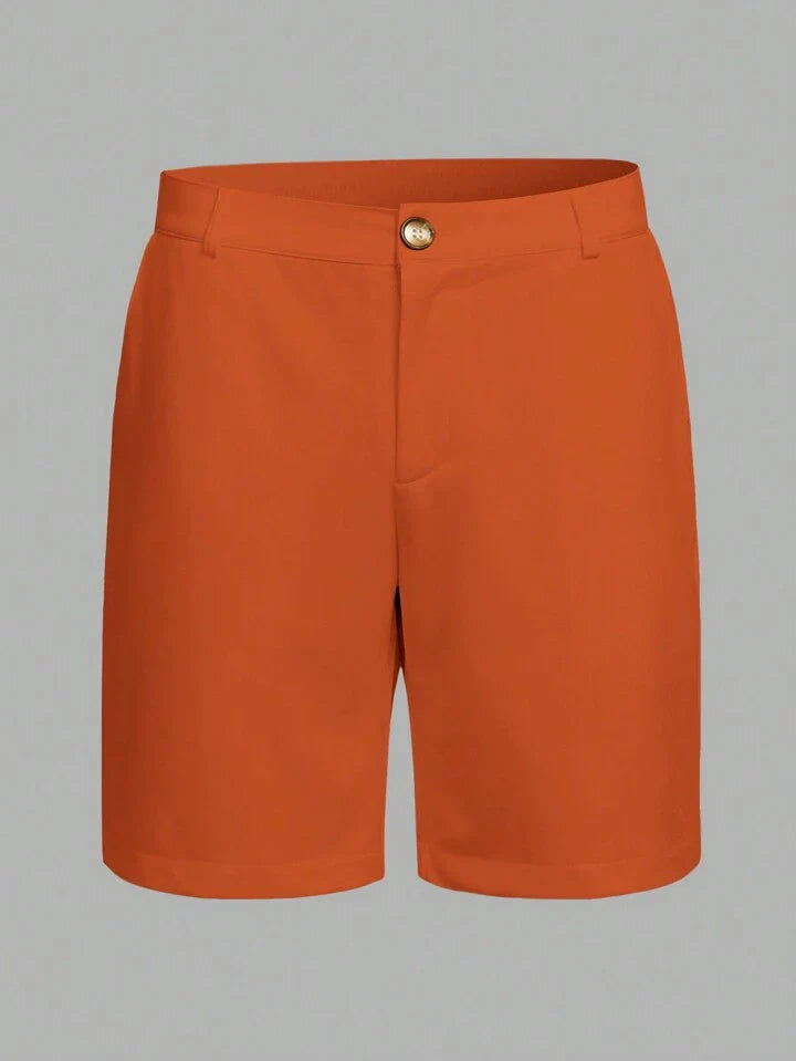 Homme Men Simple Solid Color Loose Fit Casual Shorts