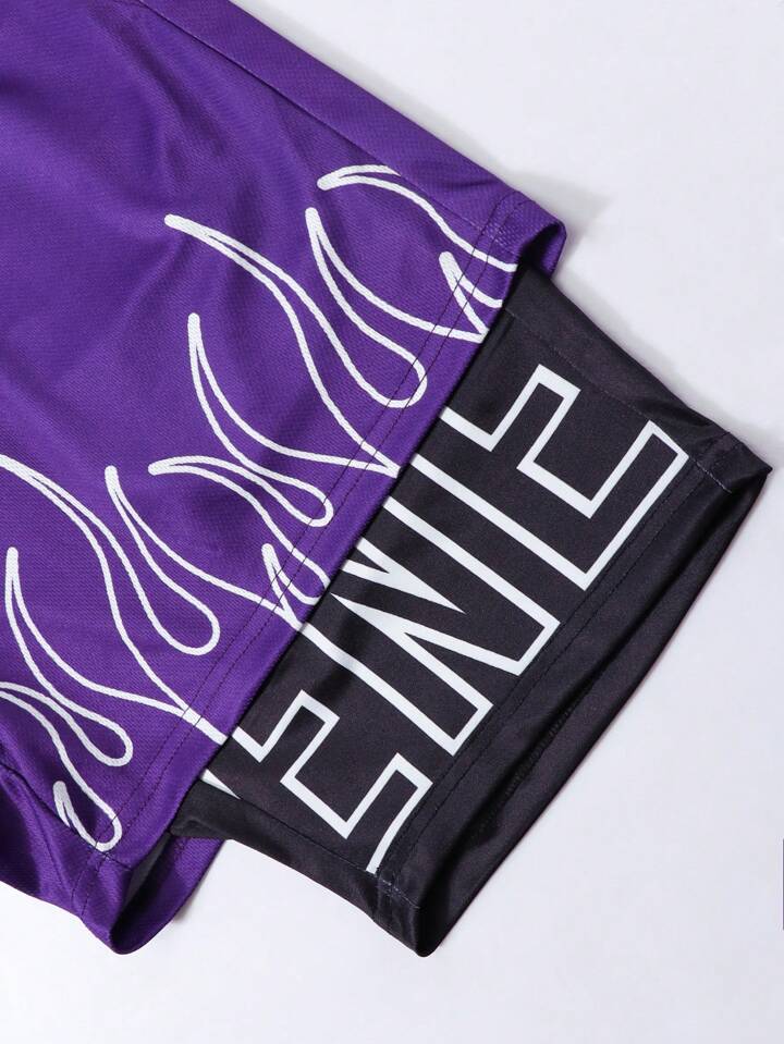 Street Life Men Gradient Letter Print Drawstring Waist Shorts