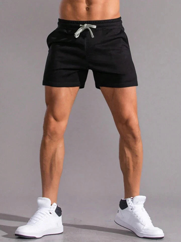 Homme Men Drawstring Waist Slant Pocket Shorts