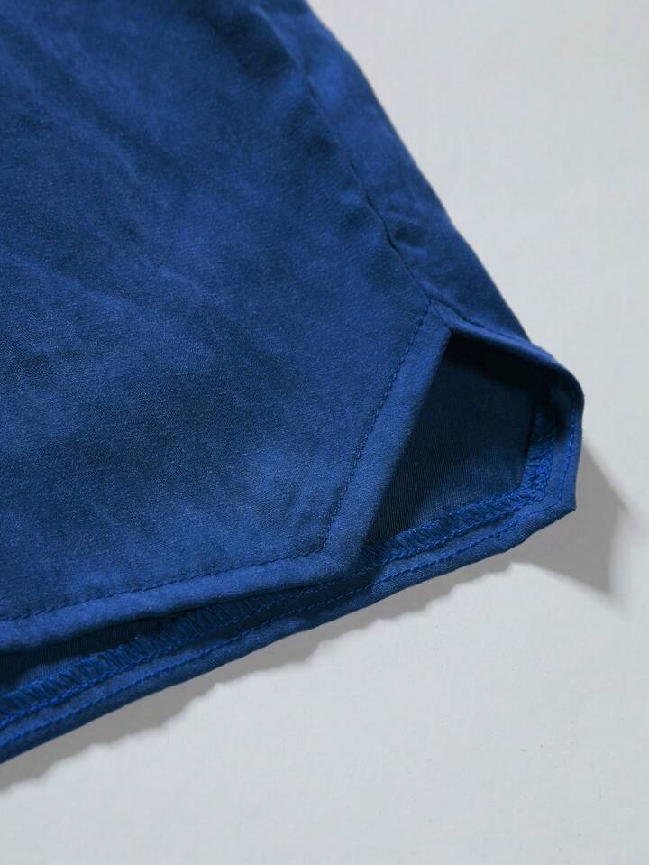 Homme Men Drawstring Waist Slant Pocket Shorts