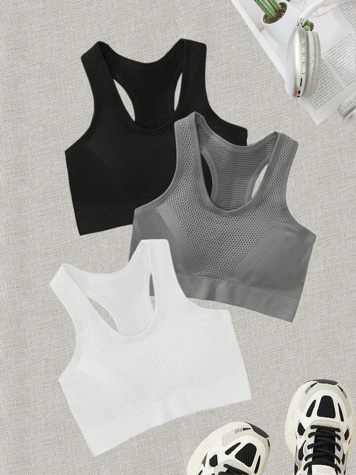 A & S  Yoga Basic 3pcs Seamless High Stretch Racerback Sports Bra