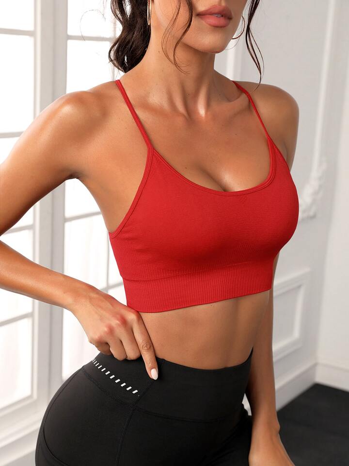 A & S Two Tone Crisscross Back Sports Bra