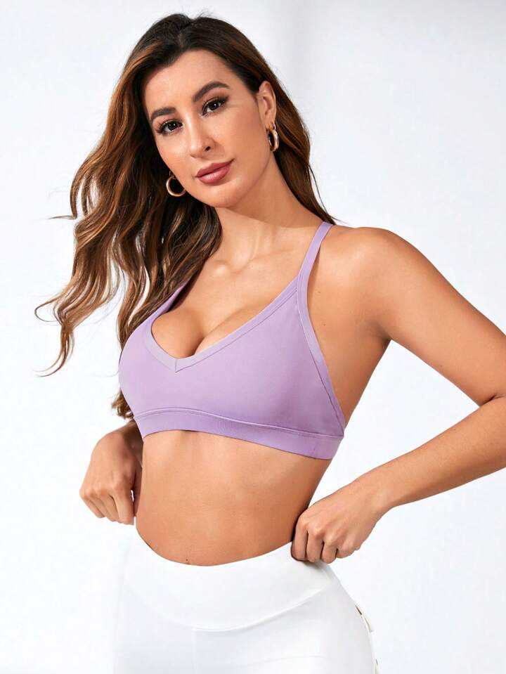 A & S Solid Cut Out Backless Sports Bra