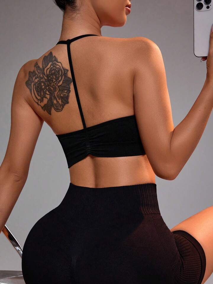 A & S Sport Slayoga Women's Simple Seamless Solid Color Sports Bra