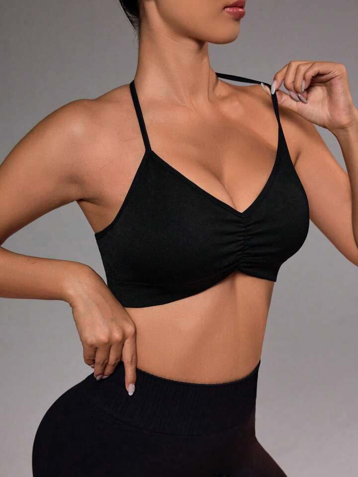 A & S Sport Slayoga Women's Simple Seamless Solid Color Sports Bra