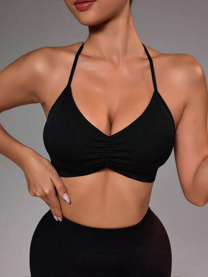 A & S Sport Slayoga Women's Simple Seamless Solid Color Sports Bra