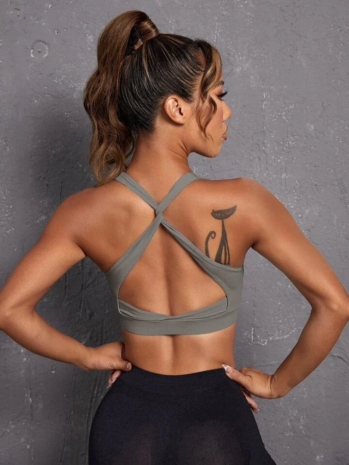 A & S Light Support Criss Cross Backless Sports Bra