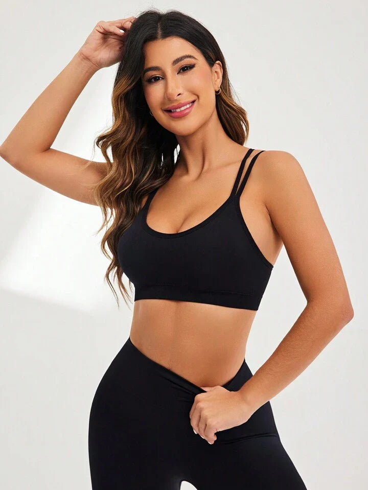 A & S Women Fashionable Cross Design Seamless Sports Bra