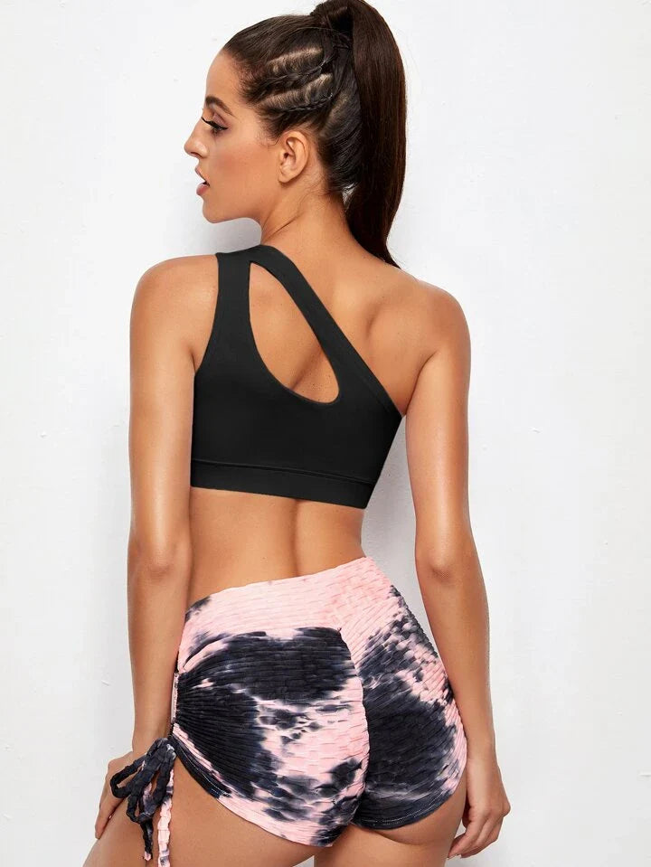 A & S Medium Support One Shoulder Cut Out Sports Bra