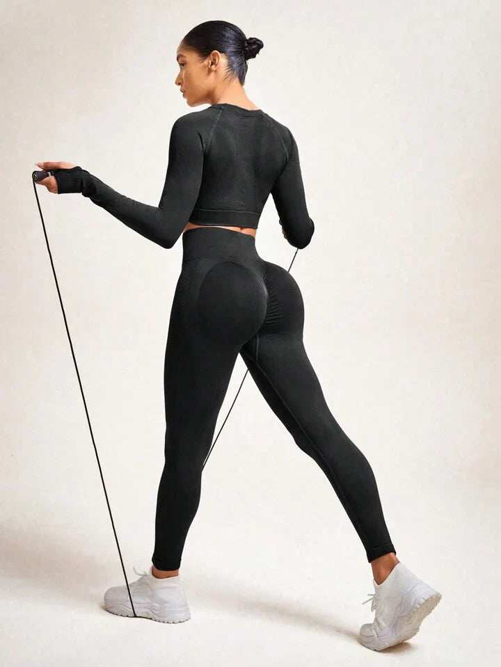 A & S Women's Solid Color Seamless High Stretch Sports Suit