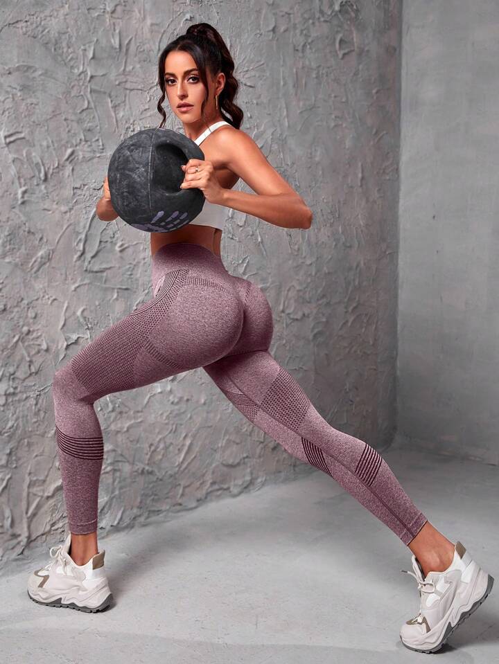 A & S Seamless High Stretch Tummy Control Sports Leggings With Wide Waistband