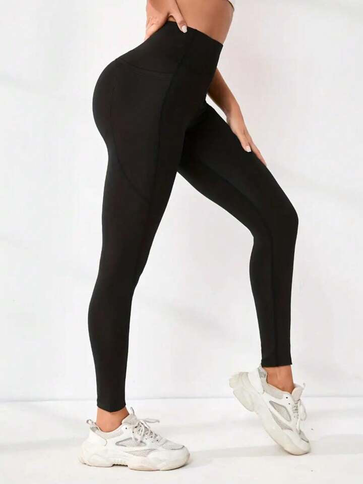 A & S Butt-Lifting Soft Stretchy Sports Leggings With Pockets