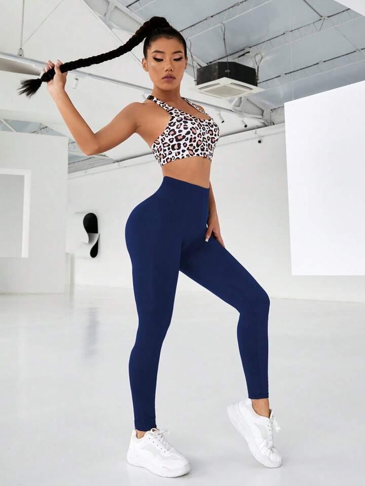 A & S Solid Wideband Waist Sports Leggings