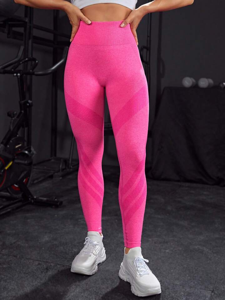 A & S Basic Seamless Wide Waistband Sports Leggings Butt Lift