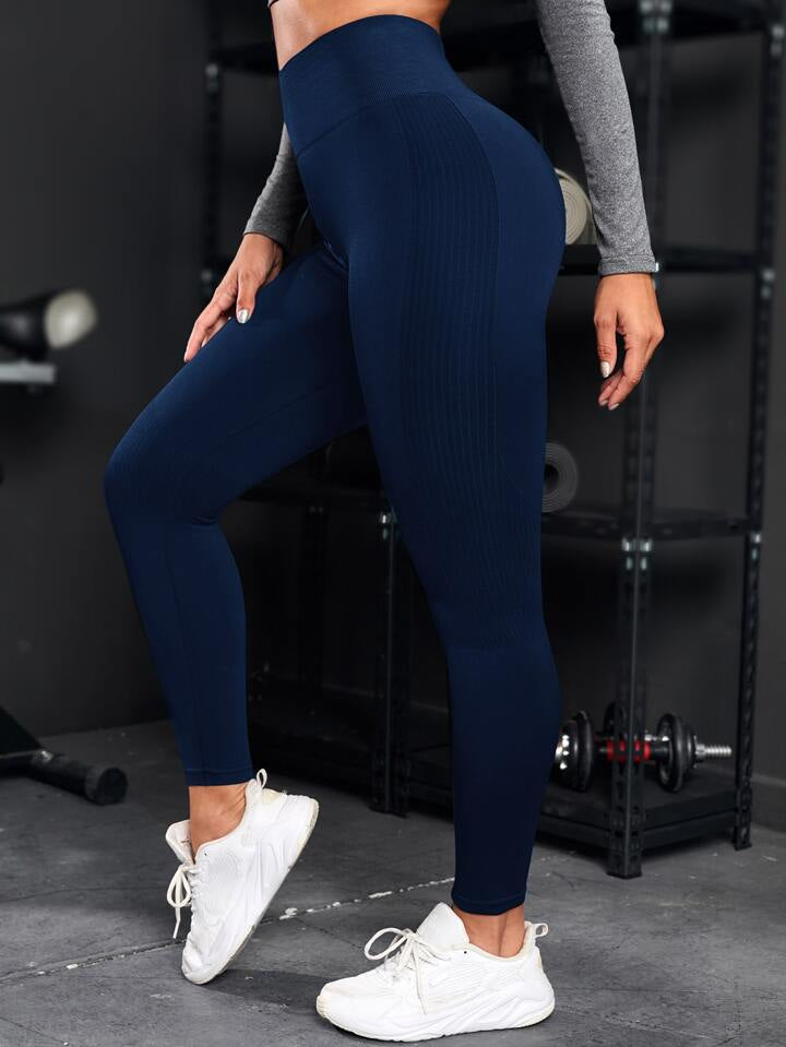 A & S Running Tights Seamless High Stretch Tummy Control Active Leggings