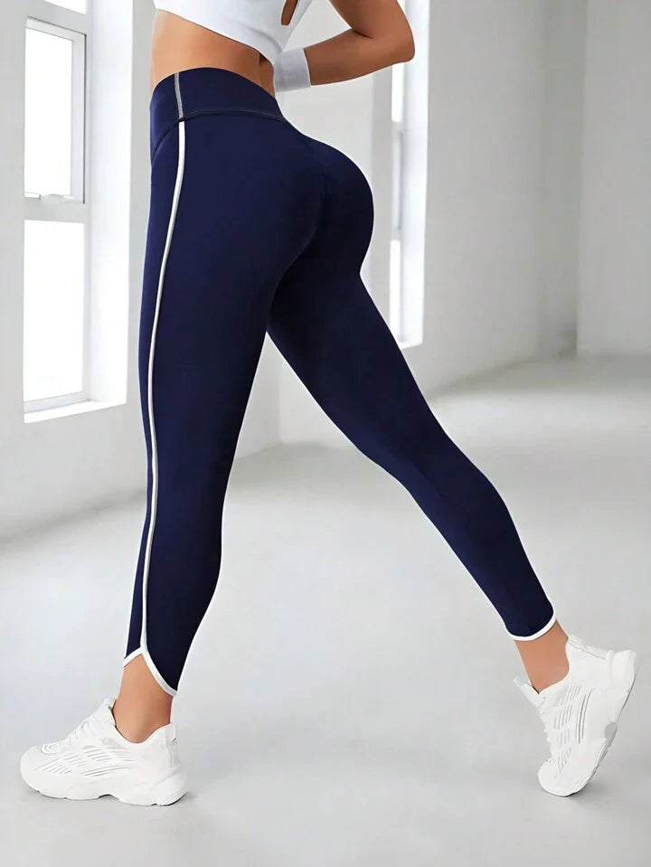 A & S Navy Blue Women's Workout Leggings For Running, Yoga & Fitness