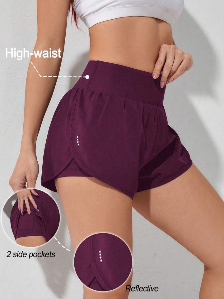 A & S Running Wideband Waist Dolphin Hem Sports Shorts